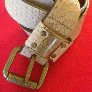 Roberto Cavalli Just Cavalli Python Tan Leather Belt Antique Brass Hardware